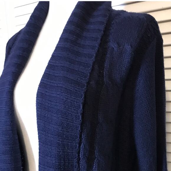 Fresh Navy Blue Long Sleeve Cardigan Sweater L - Picture 5 of 6